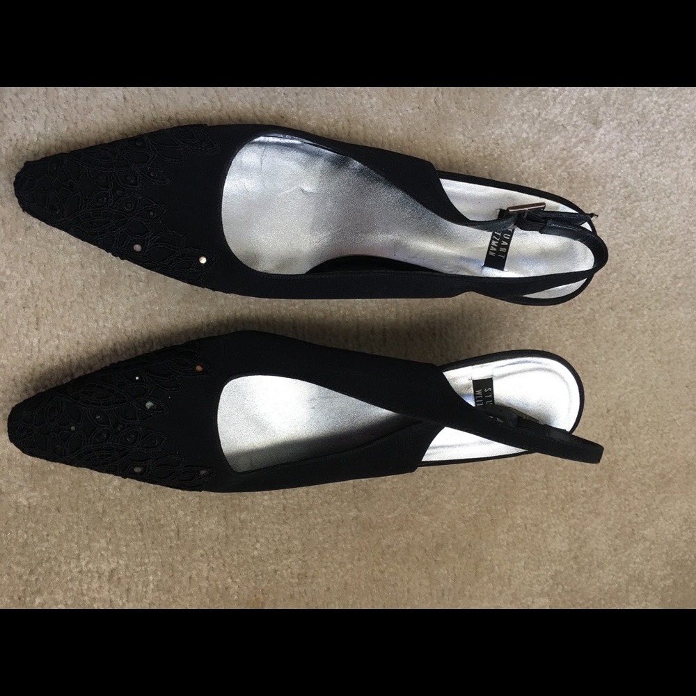 Stuart Weitzman Black Evening Sling-back Heels