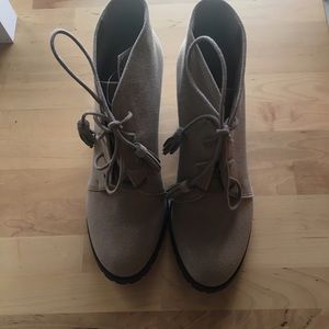 NWT Suede Boots - dark grey tan color
