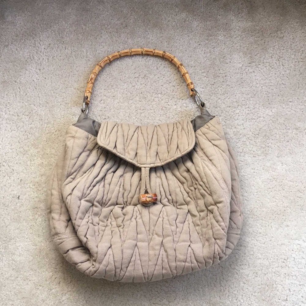 Sisley beige brown hobo bamboo bag purse