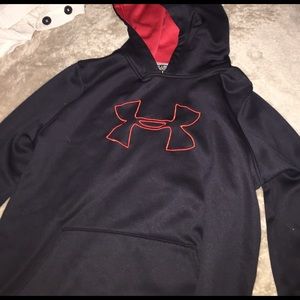 Kids under armour red and black hoodie
