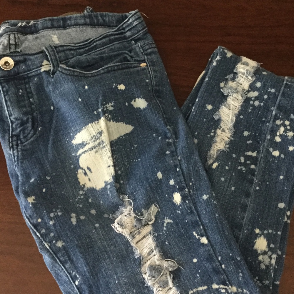Painted distressed jeans