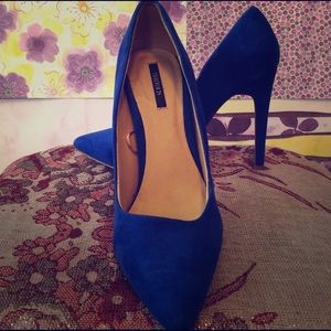 Blue Suede Stiletto Pumps Blue Suede Stiletto Pumps