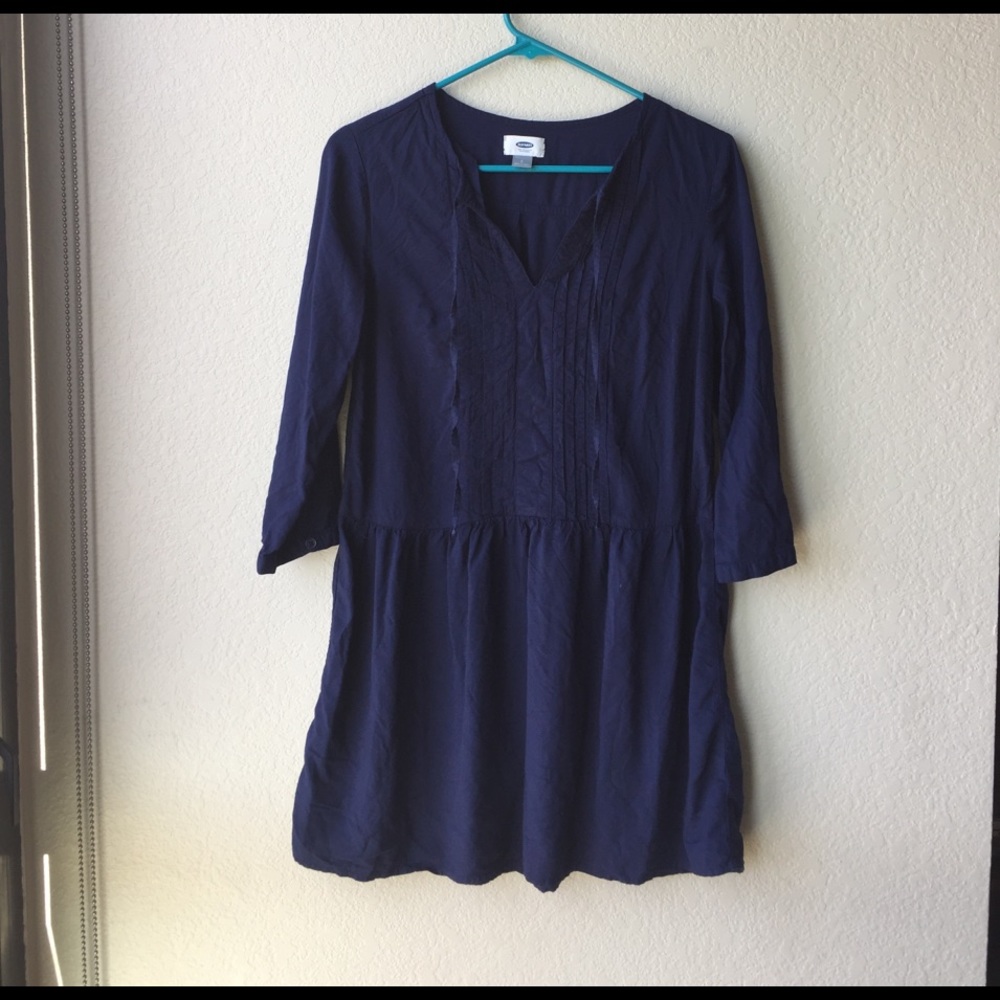 Pleated tie-neck swing dress