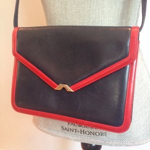 Vintage Ferragamo Handbag - Navy & Red