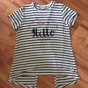 Striped Split Back Top