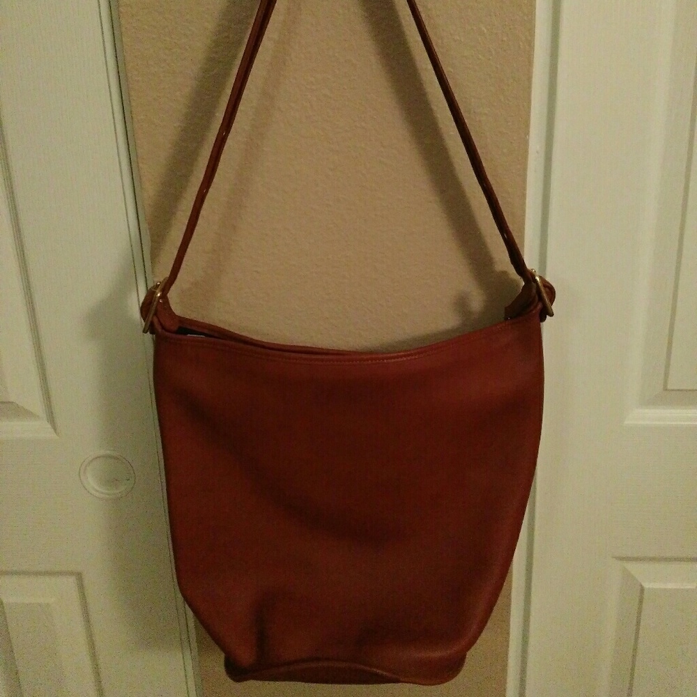 Vintage Leather Coach Bucket Bag