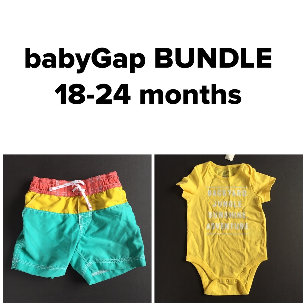 BabyGap swim trunks & bodysuit 18-24 months