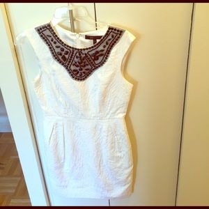 White dress with beaded neckline