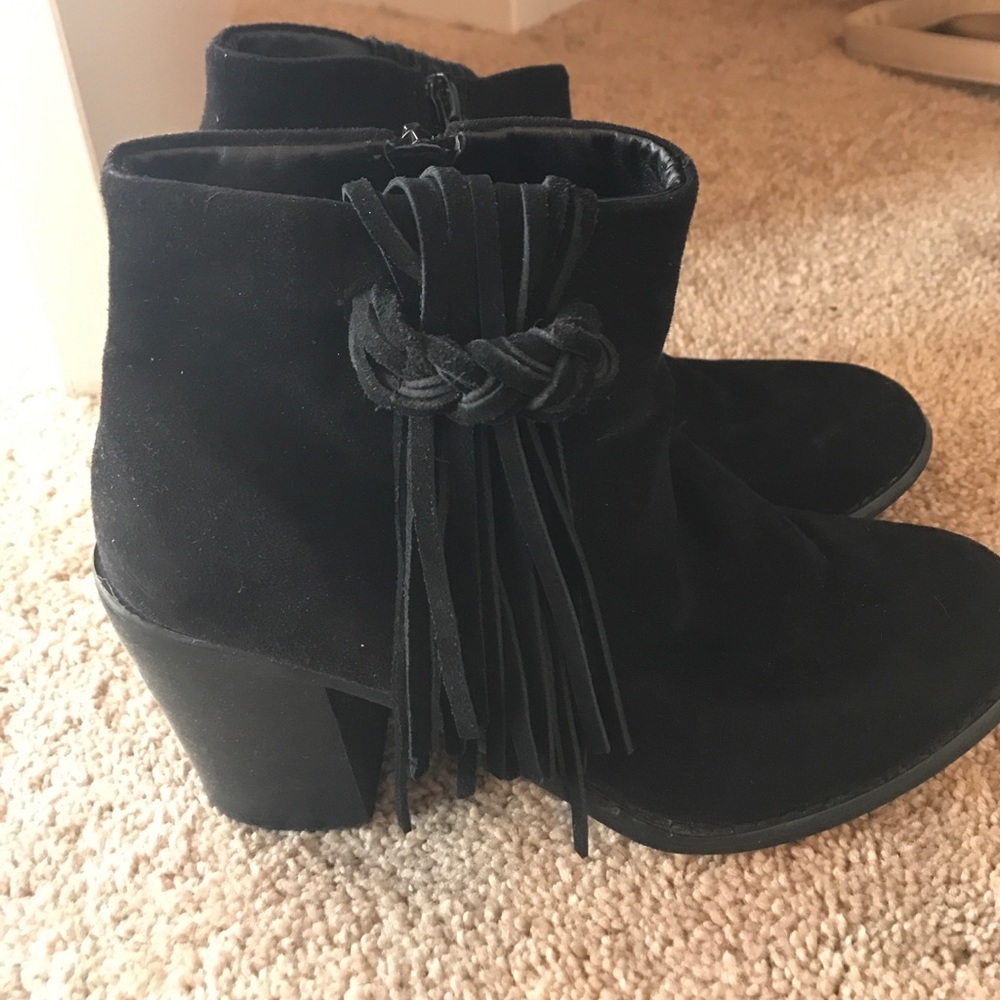 Black Fringe Booties