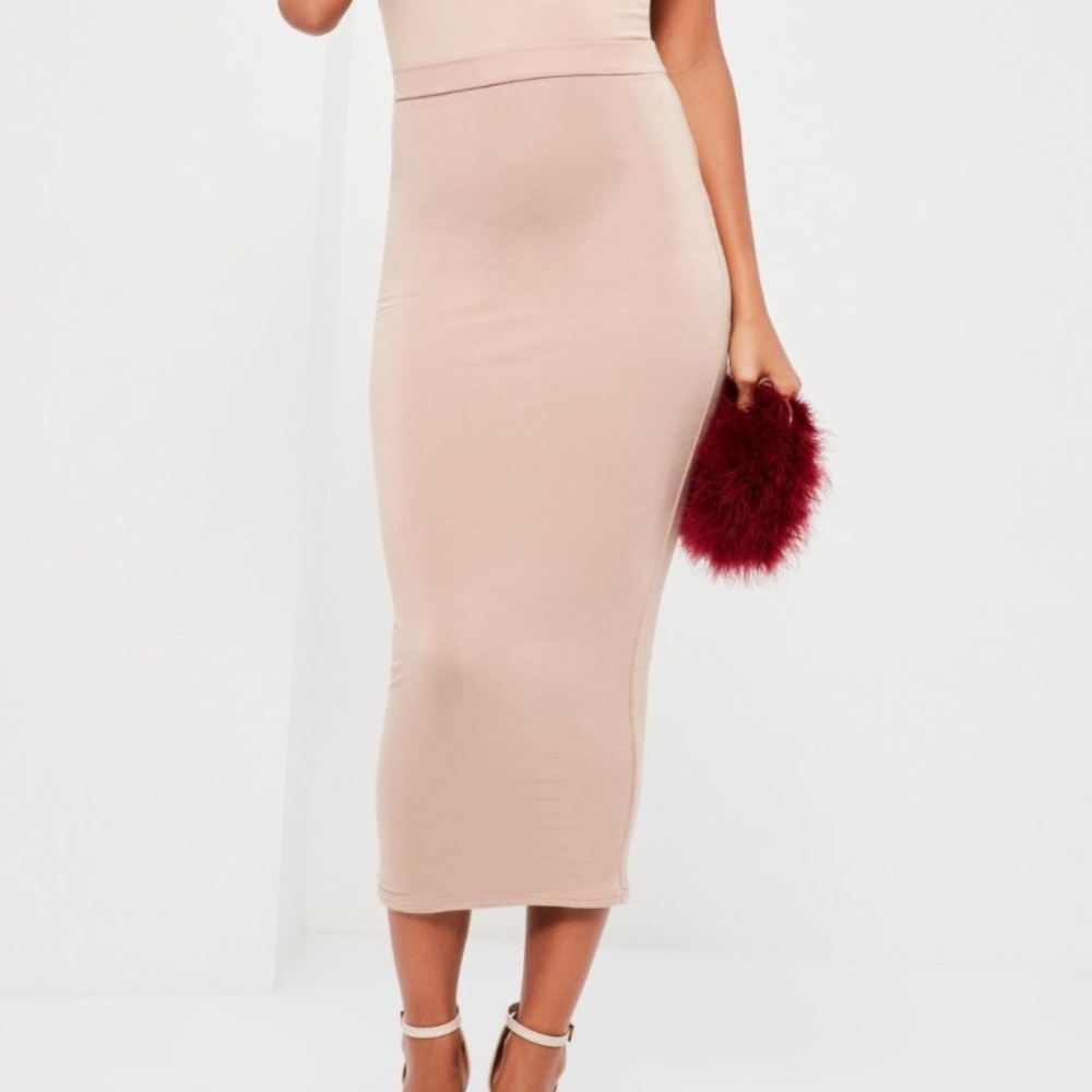NWT missguided Nude Midi Skirt - regular length