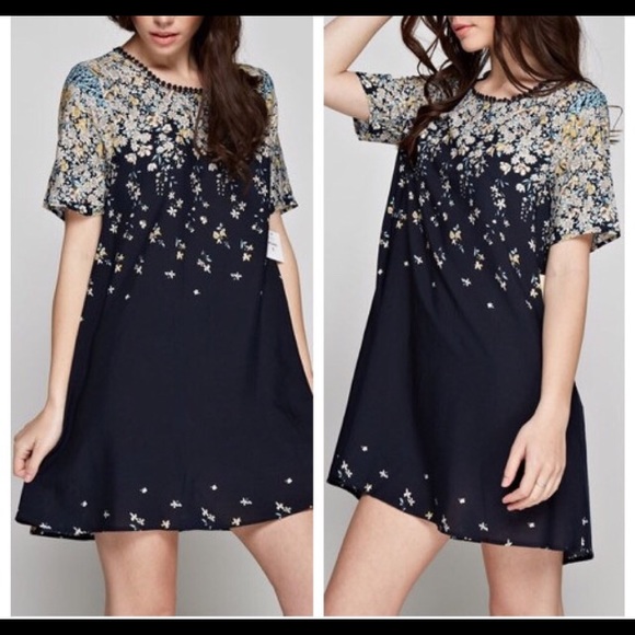 Last one! Garden Party Navy Mini Dress - Picture 2 of 4