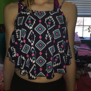 Spaghetti strap Aztec crop top