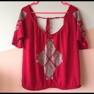 Free People Red Low back shirt