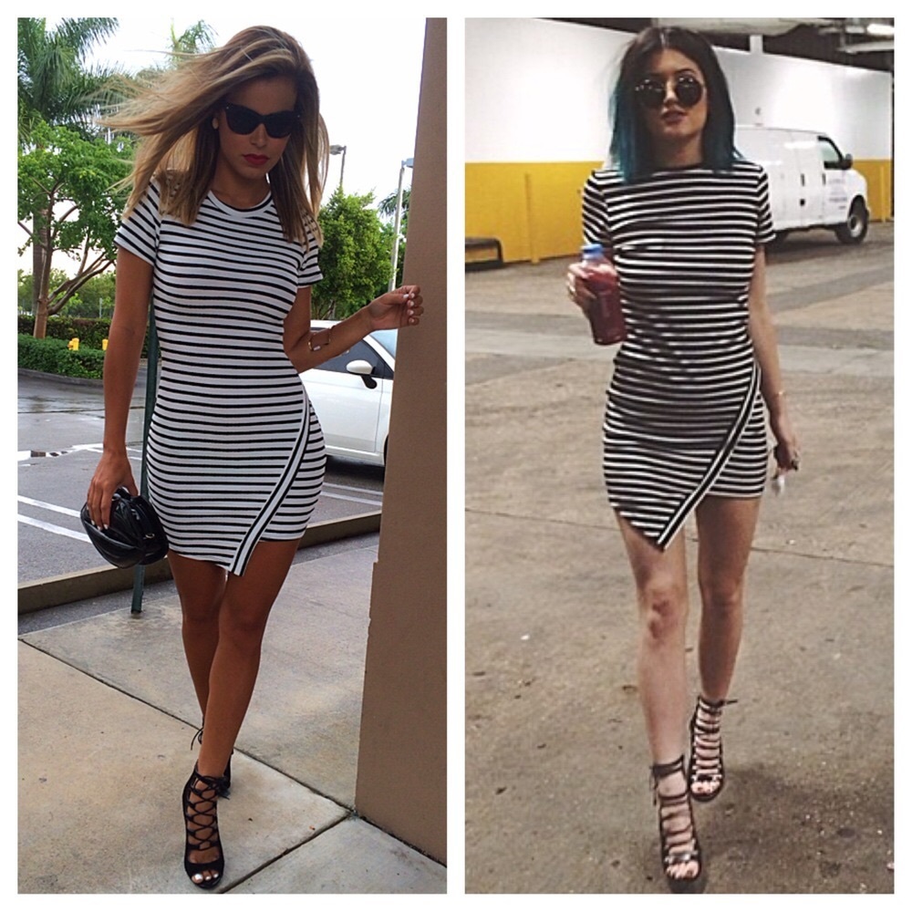 Oliviaceous Stripped Asymmetrical Hem Dress [Sz L]