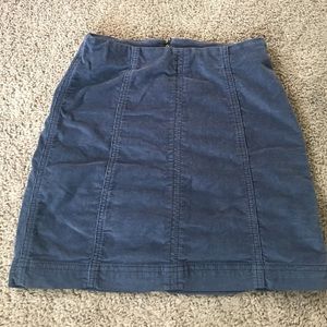 FREE PEOPLE 0 navy corduroy zip-close mini skirt