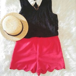 Red Scalloped Shorts
