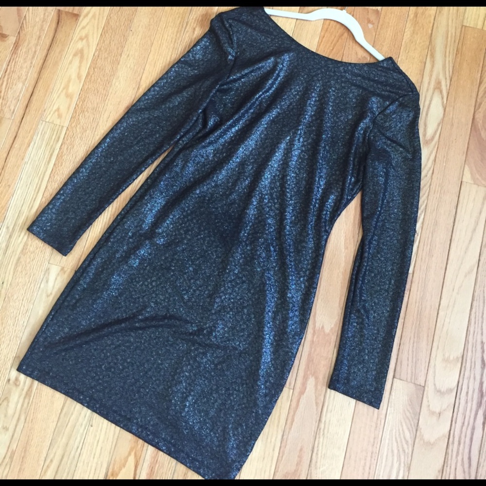 Jennifer Lopez Long Sleeve Metallic Dress