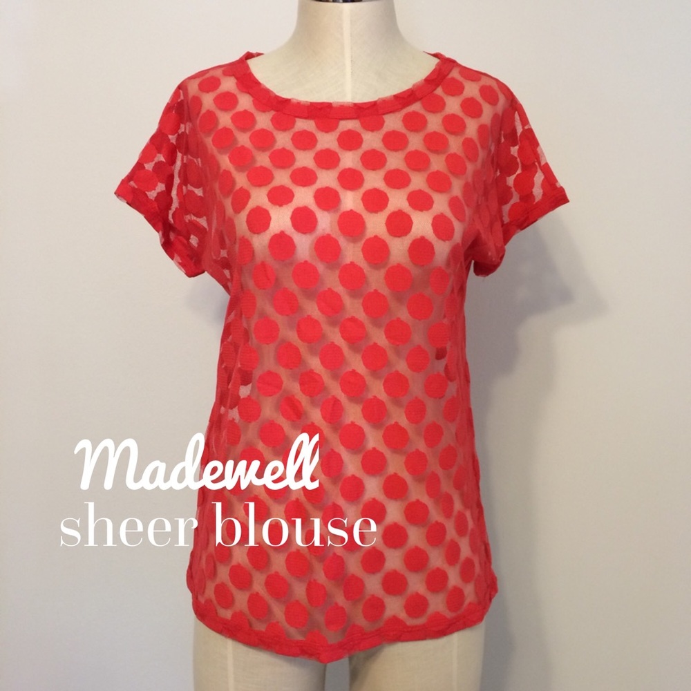 Madewell sheer polka dot mesh top