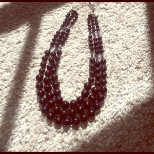 Black 3-layer glass bead necklace