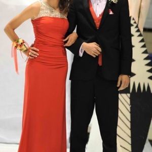 coral red prom dress