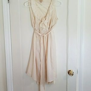 ella moss cream ruffled silk dress