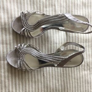 Silver strappy heels
