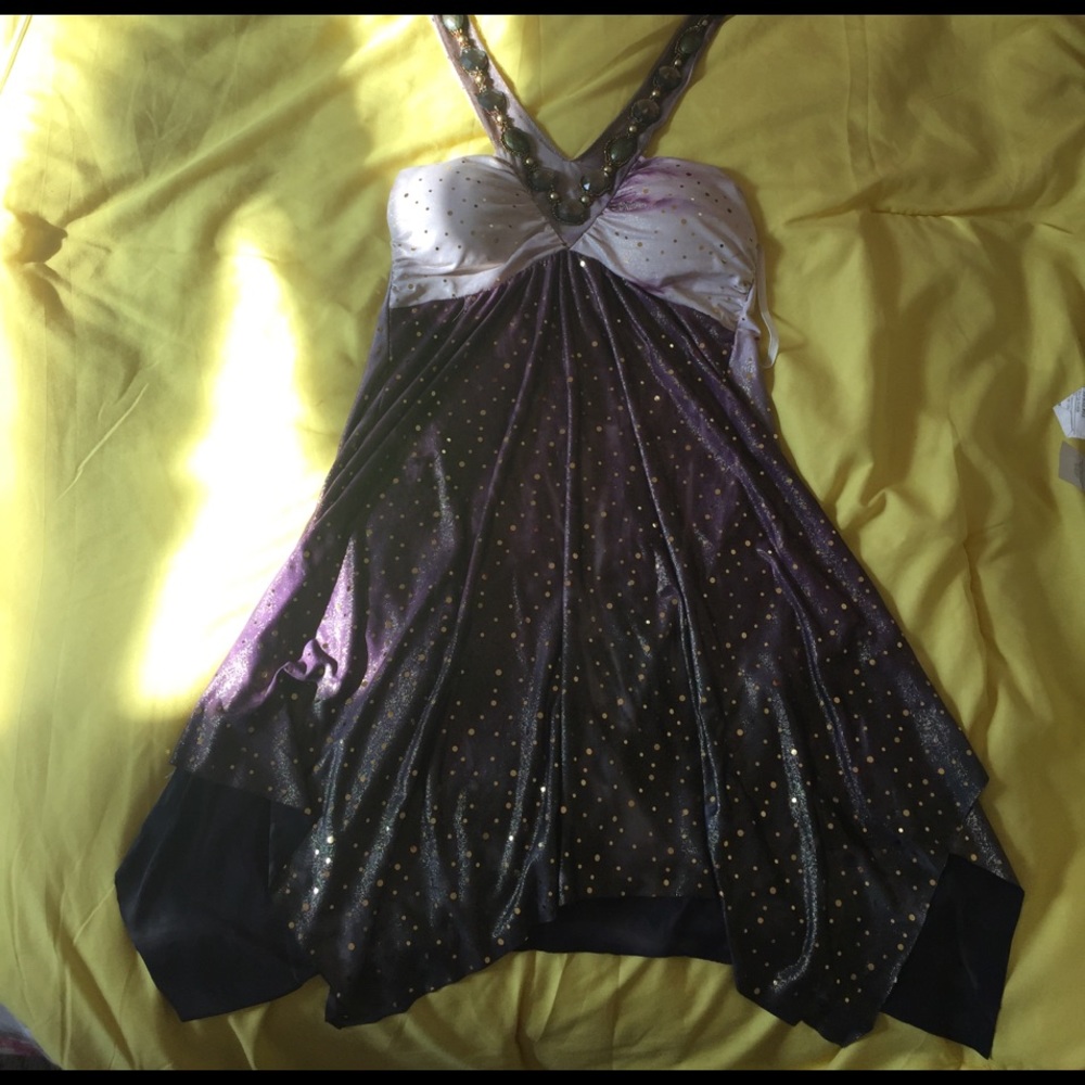 Sparkly halter dress with beads on halter