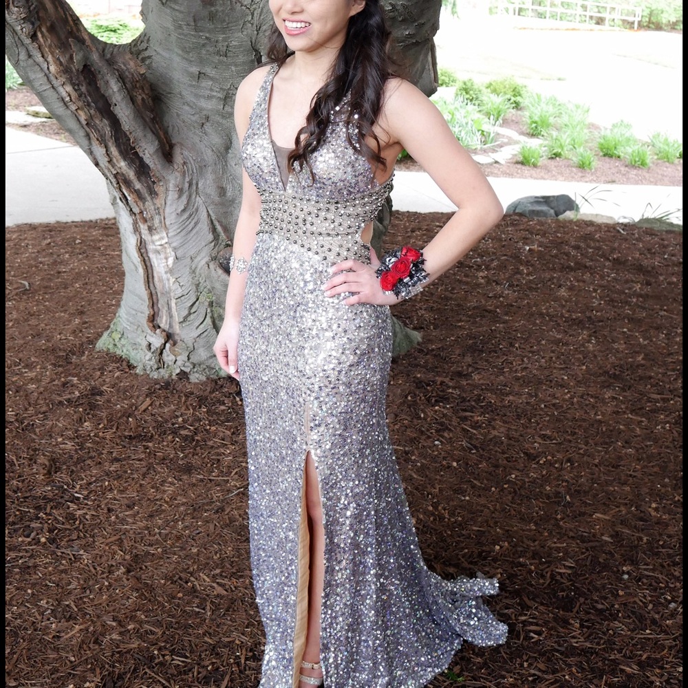Shail K Platinum Prom Dress