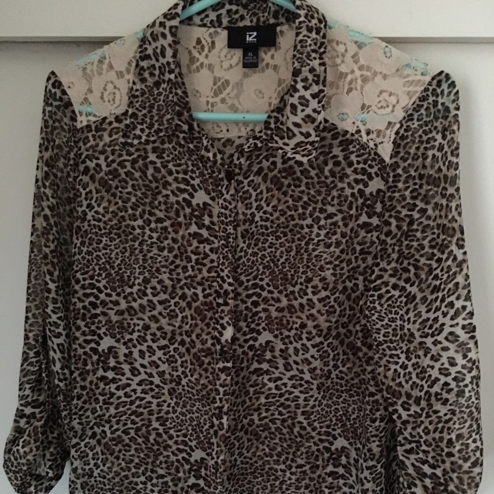 Semi sheer, leopard print, button up!!!