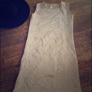 Jacquard Print White/Gold Shift Dress