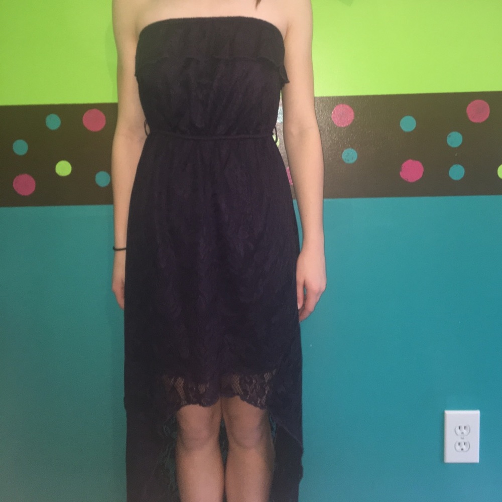 Purple high/low lace dress
