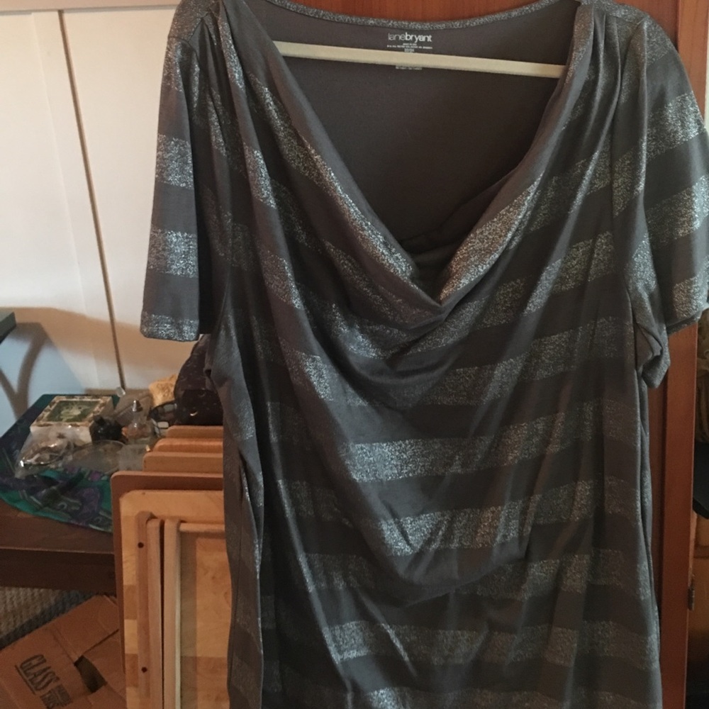 Silver & grey stripped Lane Bryant shirt