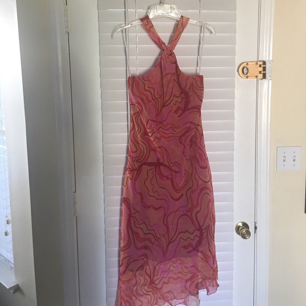 Halter dress with lining; multi color pinks
