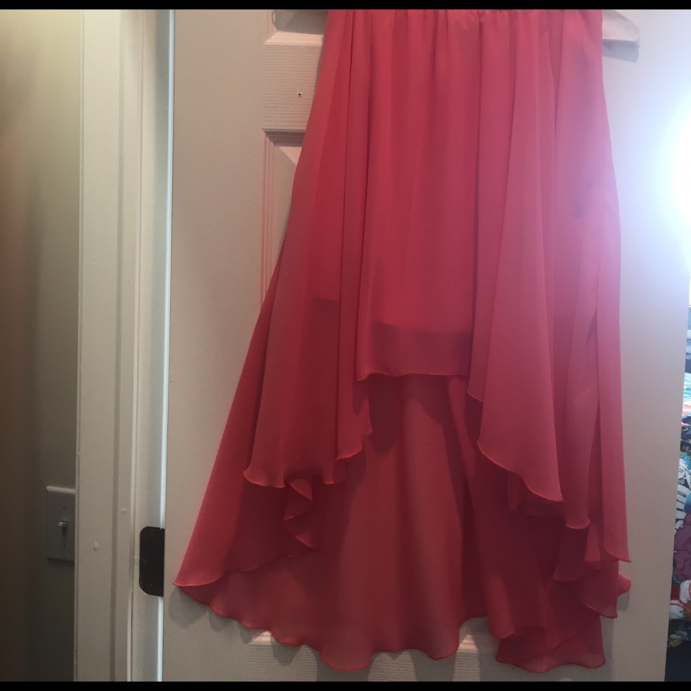 High-low pink flowy skirt