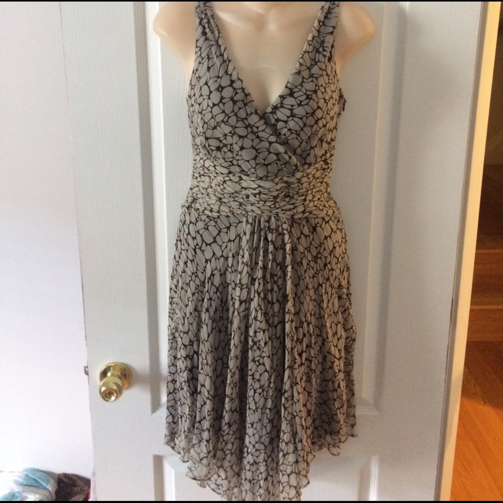 London Times Gray/Brown Silk Dress