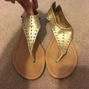 Pierre Dumas gold and silver studded sandals!