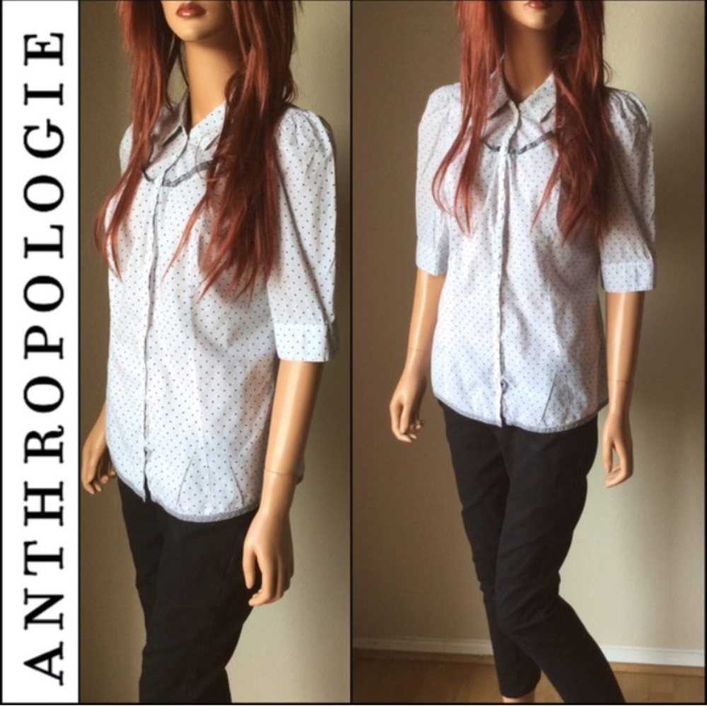 Anthropologie Odille on the dot blouse. Size 10