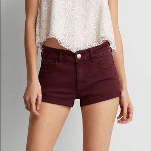 American Eagle Burgundy Hi-Rise Shorties
