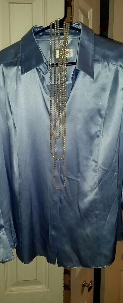 Ice blue silk blouse!