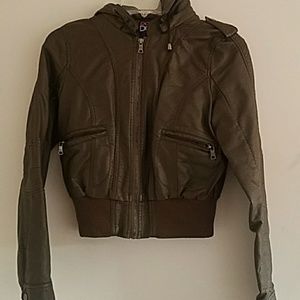 Hooded leather jacket