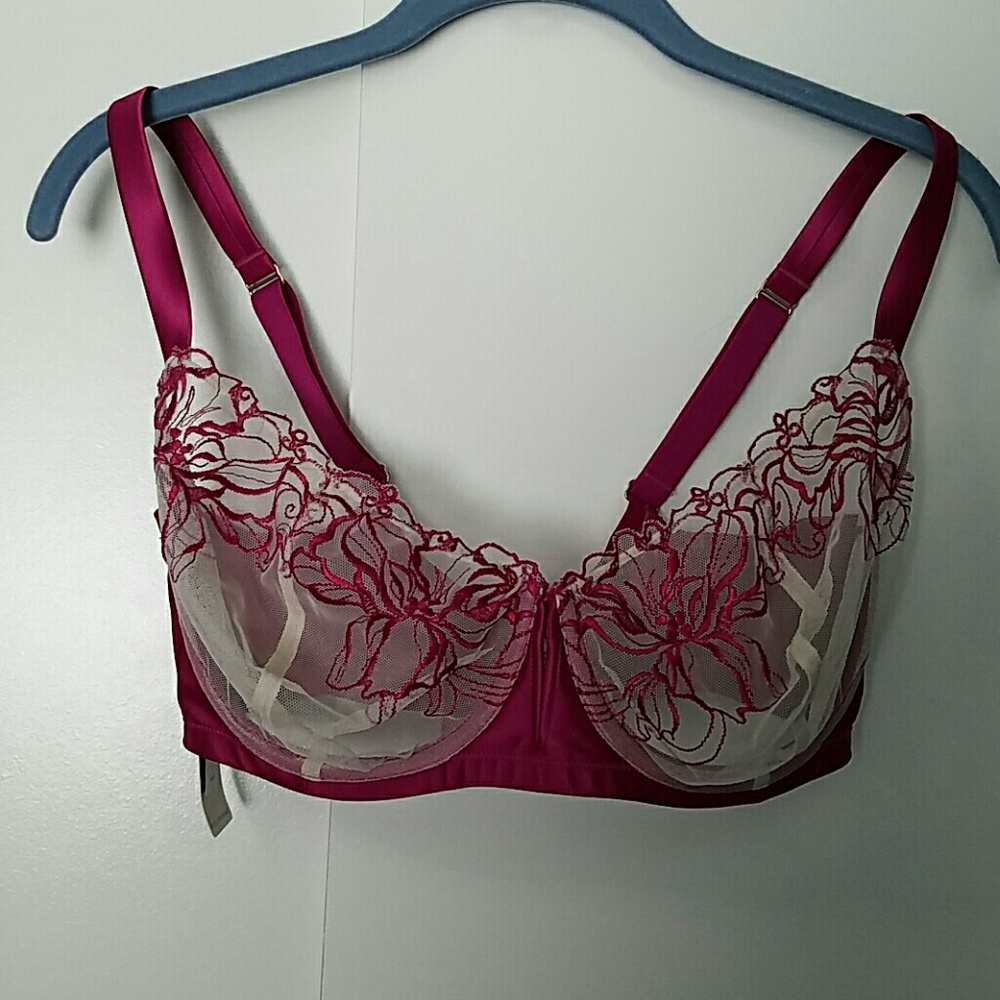 Beautiful raspberry lace bra by Cacique