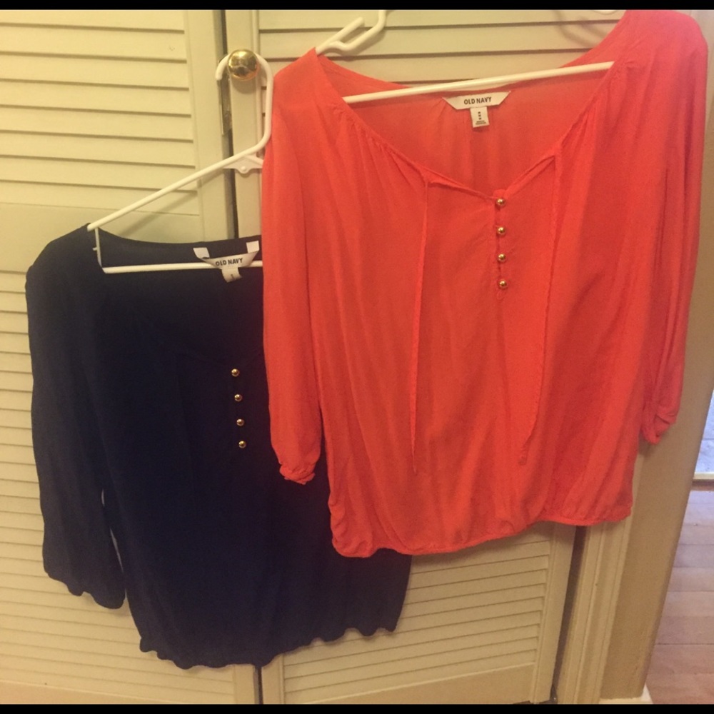 Coral and blue tops
