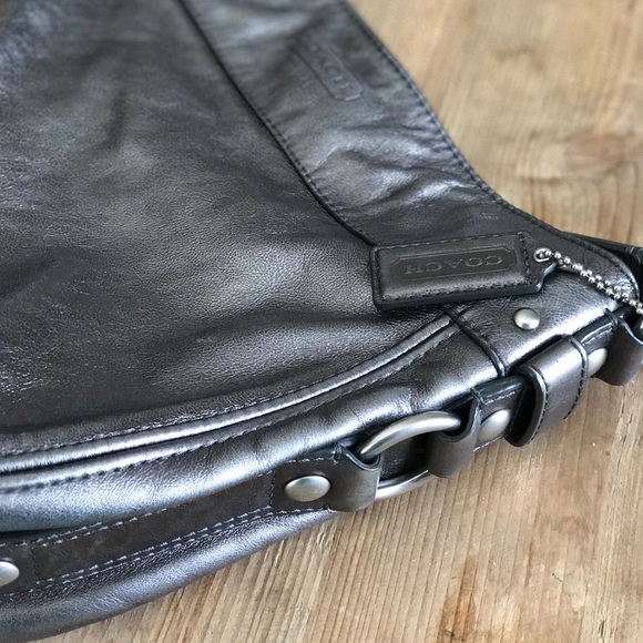 Coach Pewter Leather Zoe Hobo Bag - Picture 2 of 4