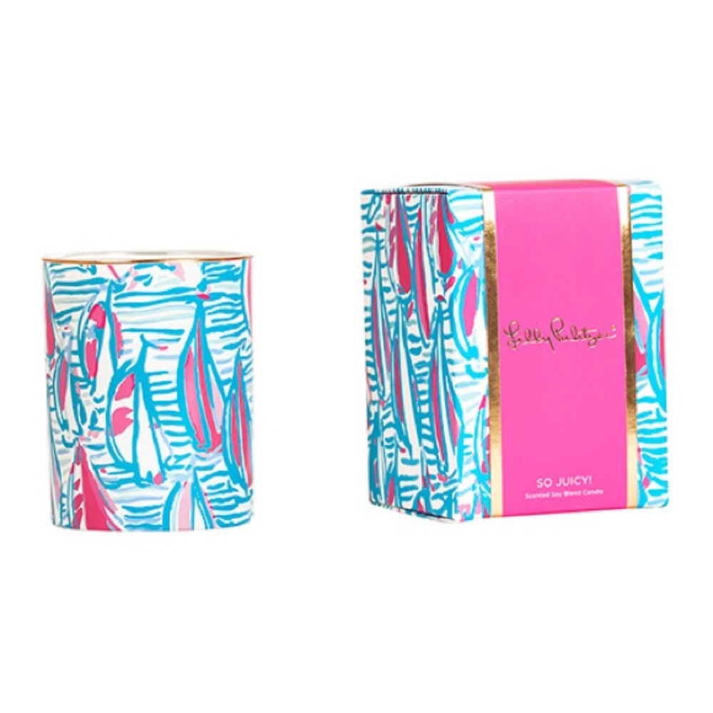 New Lilly Pulitzer Glass Candle Red Right Return