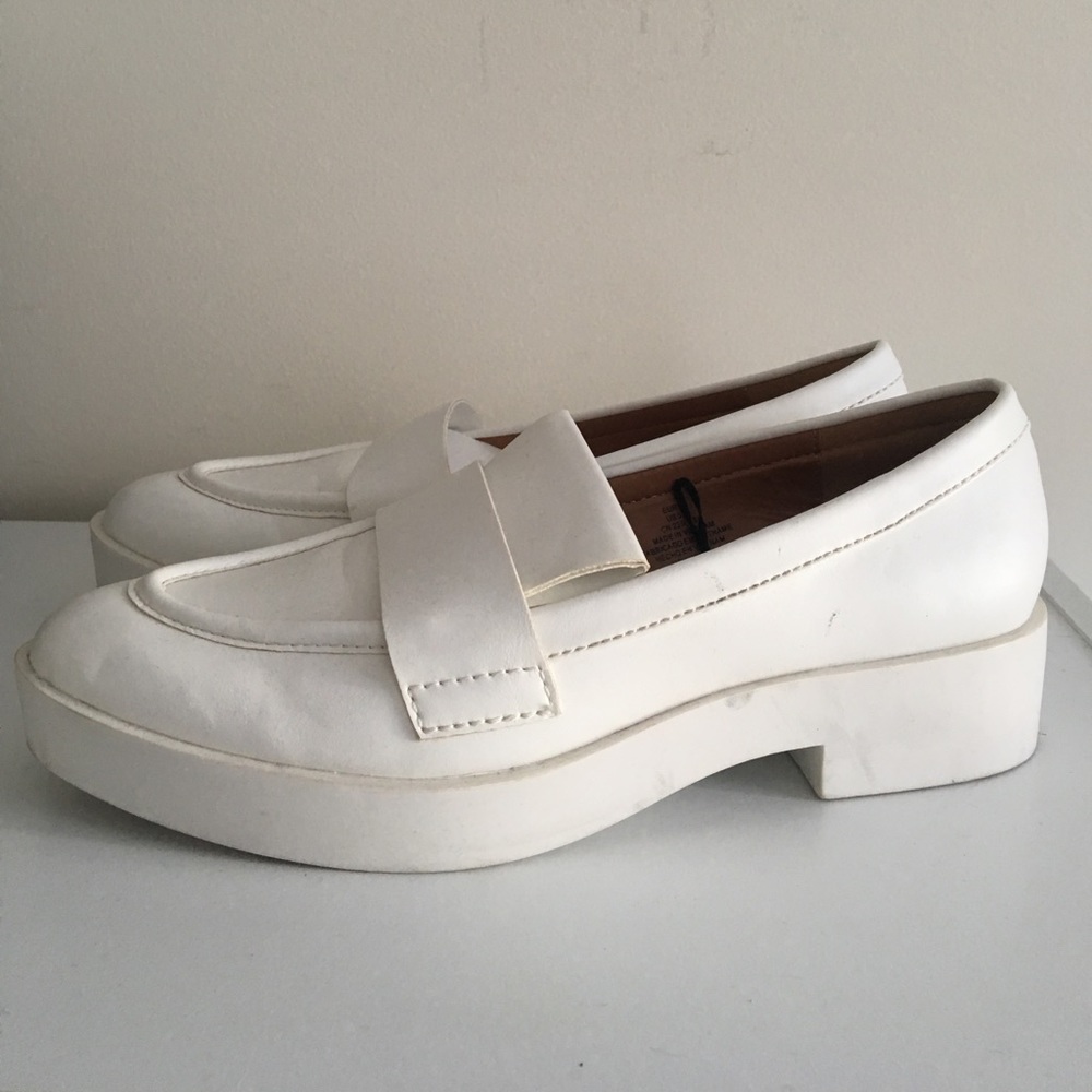 White Pleather Loafers