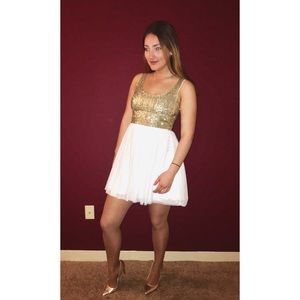 White and Gold formal dress