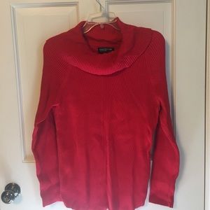 Rib knit red long cowl neck sweater size L