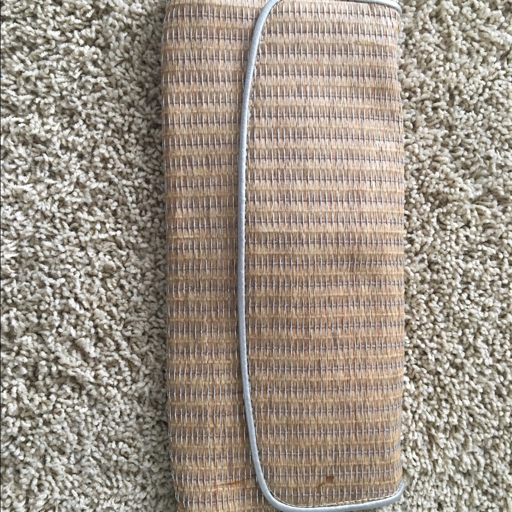 Straw summer clutch with silver lining