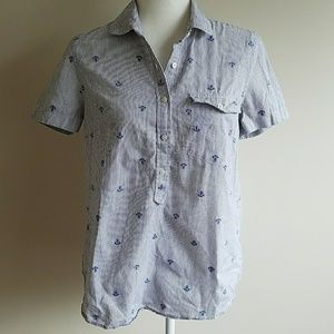 J.Crew  Small Striped Anchor Button Shirt