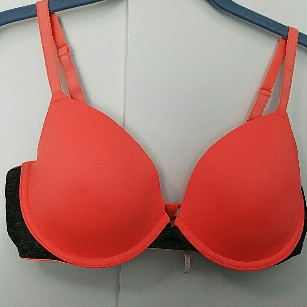 PINK by Victoria Secret neon orange demi cup bra.
